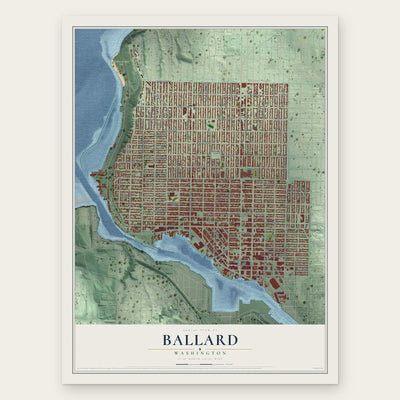 Ballard, Washington map print, the full design