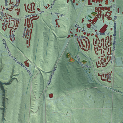 Close-up of the map of Bangor Base, Washington print showing street and building detail