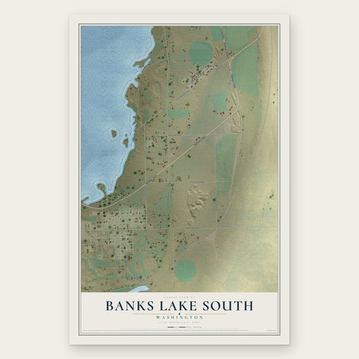 Banks Lake South, Washington map print, the full design