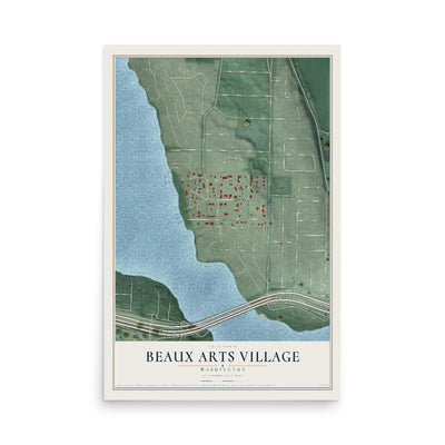 Map of Beaux Arts Village, Washington, 12 x 18 inch unframed archival matte print