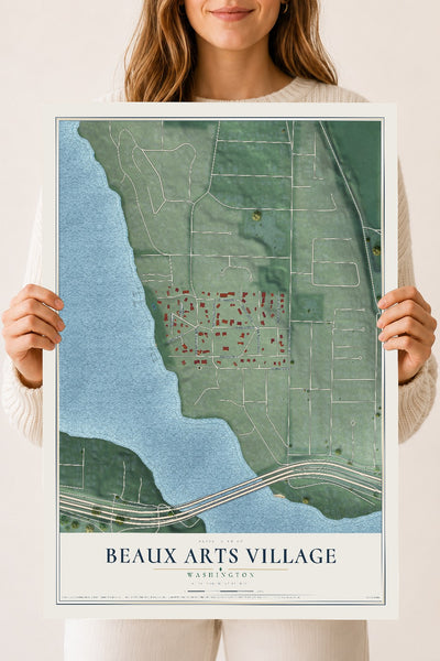 Map of Beaux Arts Village, Washington, 18 x 24 inch unframed archival matte print