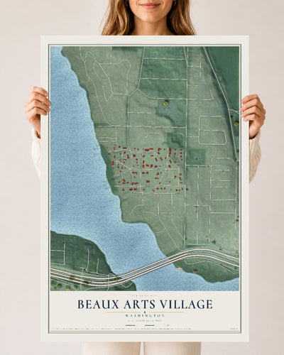 Map of Beaux Arts Village, Washington, 24 x 36 inch unframed archival matte print