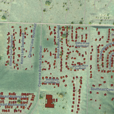 Close-up of the map of Bethel, Washington print showing street and building detail