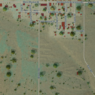 Close-up of the map of Bickleton, Washington print showing street and building detail