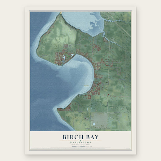Birch Bay, Washington map print, the full design