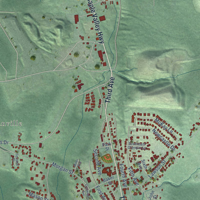Second close-up of the map of Black Diamond, Washington print showing more streets and buildings