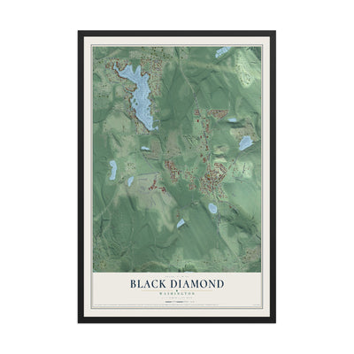 Map of Black Diamond, Washington, 12 x 18 inch print in a black wood frame