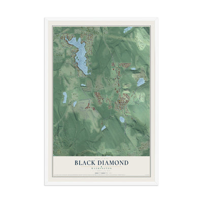 Map of Black Diamond, Washington, 12 x 18 inch print in a white wood frame