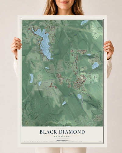 Map of Black Diamond, Washington, 24 x 36 inch unframed archival matte print