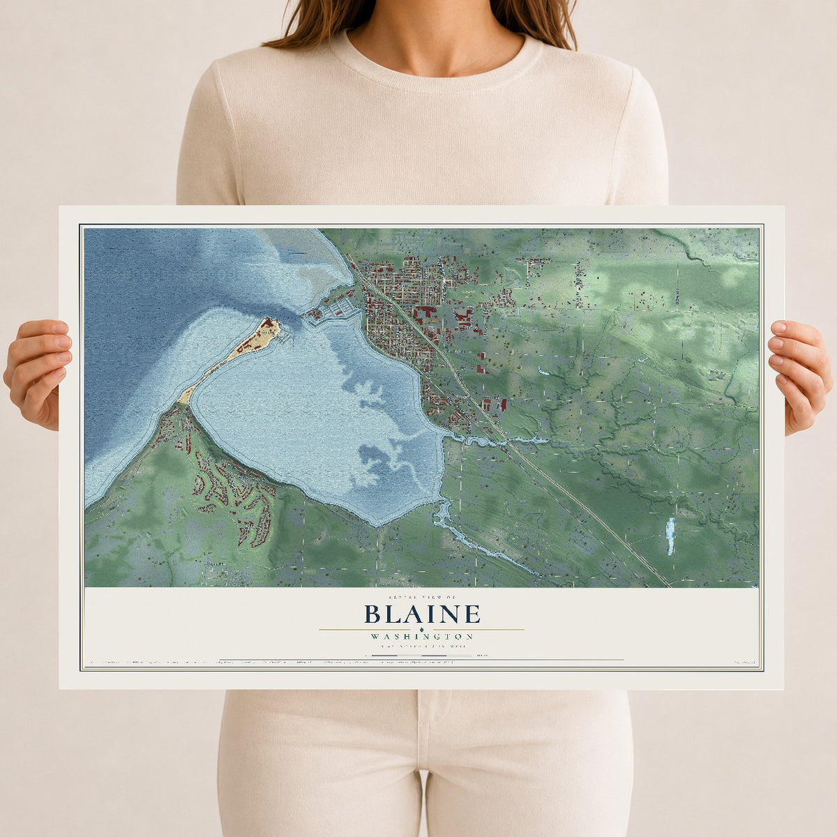Map of Blaine, Washington, 12 x 18 inch unframed archival matte print