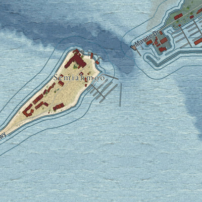 Second close-up of the map of Blaine, Washington print showing more streets and buildings