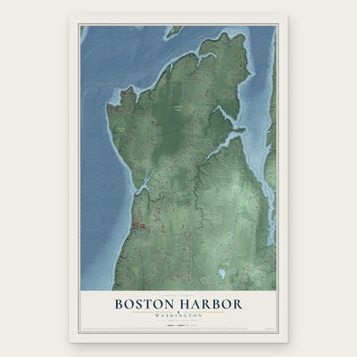 Boston Harbor, Washington map print, the full design