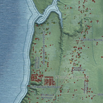 Close-up of the map of Boston Harbor, Washington print showing street and building detail