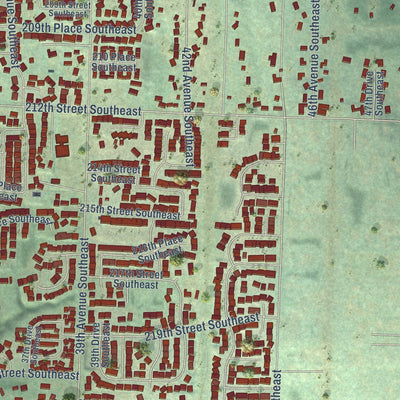 Close-up of the map of Bothell East, Washington print showing street and building detail