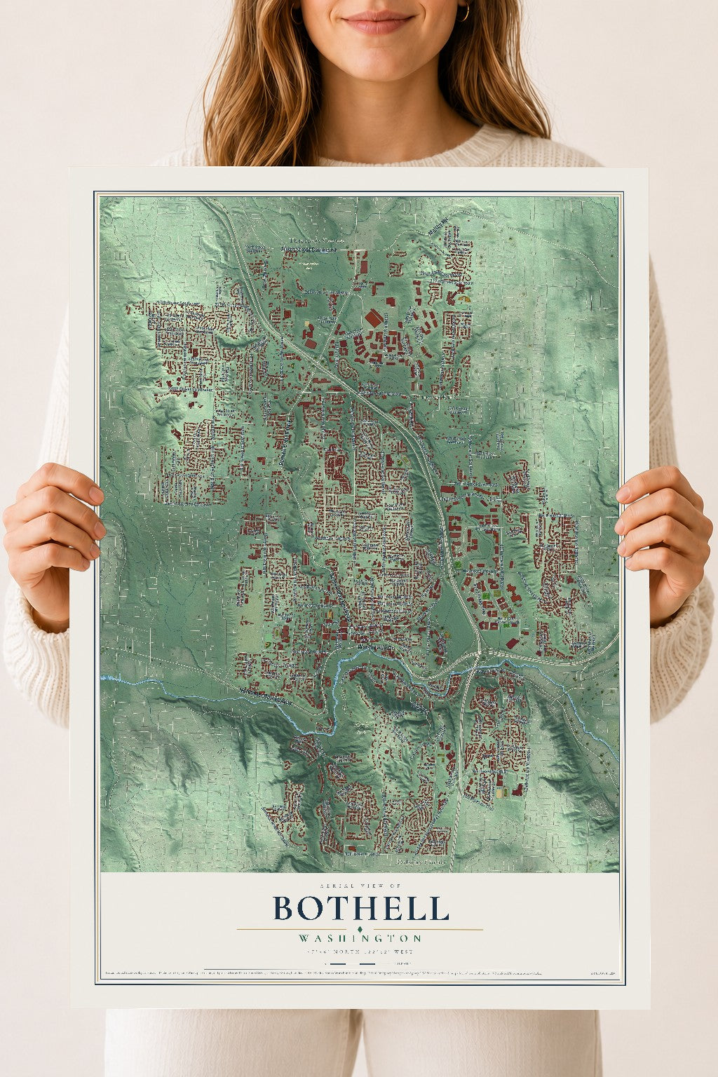 Map of Bothell, Washington, 18 x 24 inch unframed archival matte print