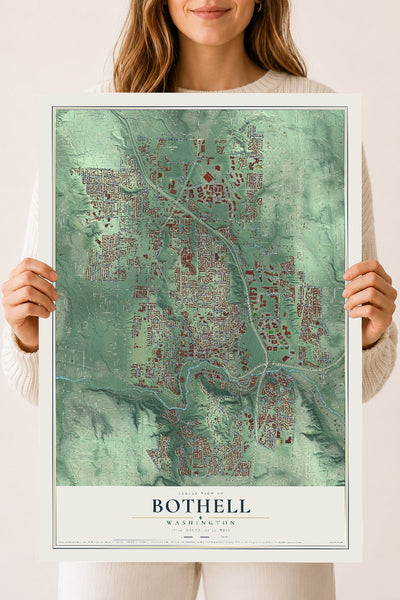 Map of Bothell, Washington, 18 x 24 inch unframed archival matte print
