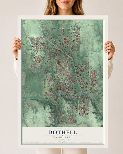 Map of Bothell, Washington, 24 x 36 inch unframed archival matte print