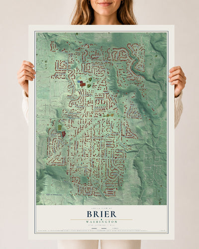 Map of Brier, Washington, 24 x 36 inch unframed archival matte print
