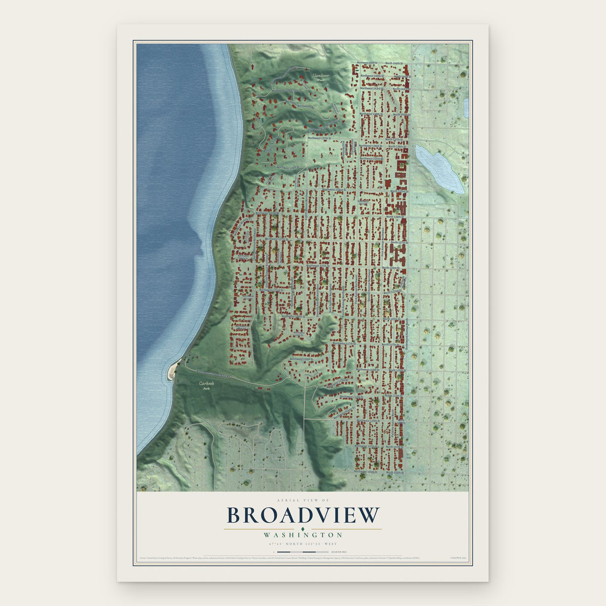 Broadview, Washington map print, the full design