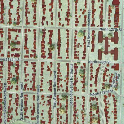 Close-up of the map of Broadview, Washington print showing street and building detail