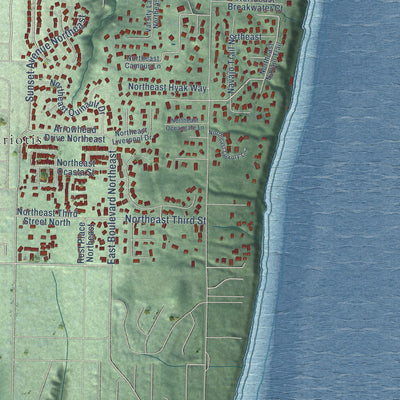 Close-up of the map of Brownsville, Washington print showing street and building detail