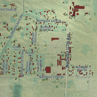 Close-up of the map of Brush Prairie, Washington print showing street and building detail