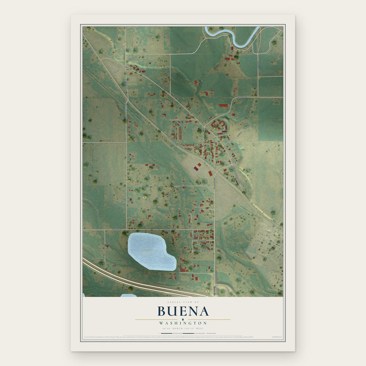 Buena, Washington map print, the full design