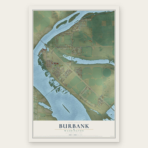 Burbank, Washington map print, the full design