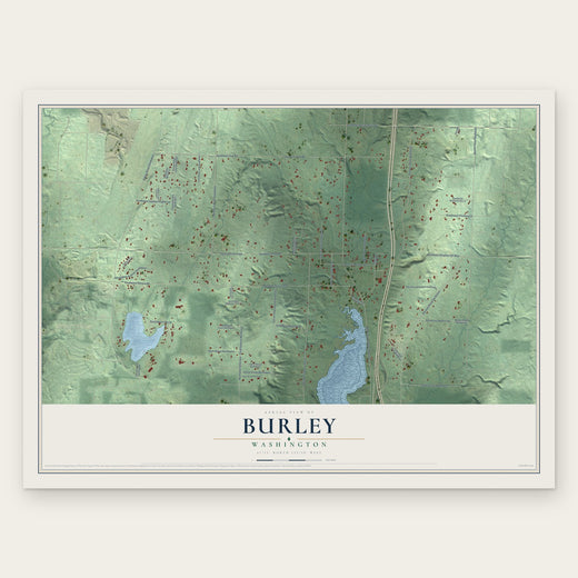 Burley, Washington map print, the full design