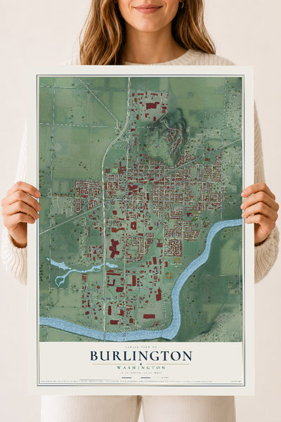 Map of Burlington, Washington, 18 x 24 inch unframed archival matte print