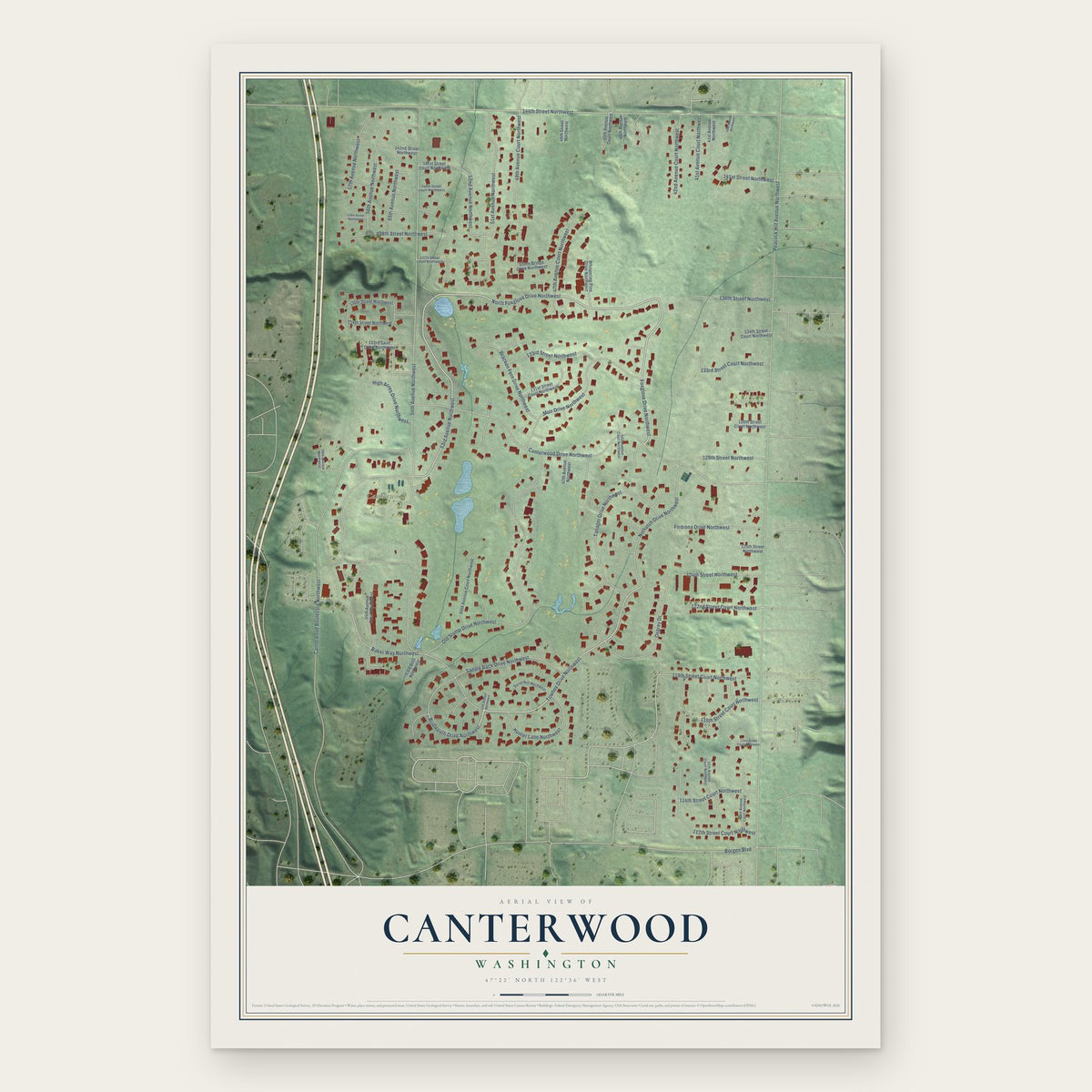 Canterwood, Washington map print, the full design