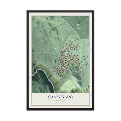 Map of Carbonado, Washington, 12 x 18 inch print in a black wood frame