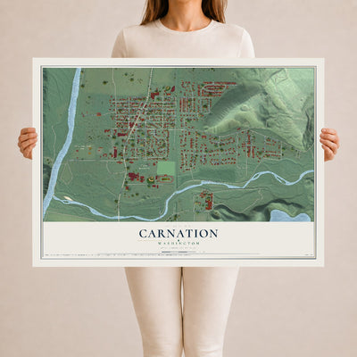 Map of Carnation, Washington, 24 x 36 inch unframed archival matte print