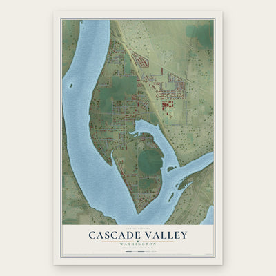 Cascade Valley, Washington map print, the full design