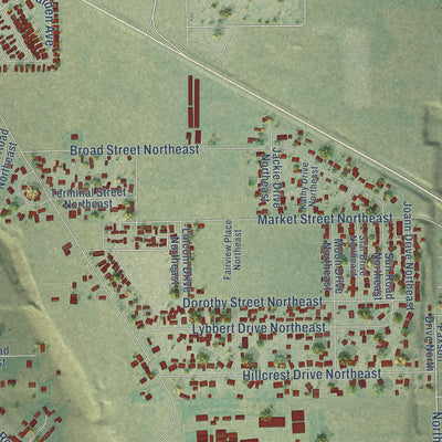 Close-up of the map of Cascade Valley, Washington print showing street and building detail