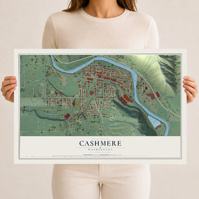 Map of Cashmere, Washington, 12 x 18 inch unframed archival matte print