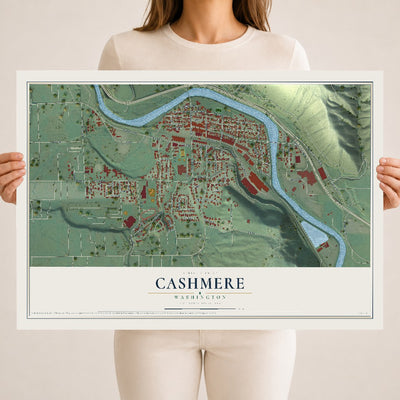 Map of Cashmere, Washington, 18 x 24 inch unframed archival matte print