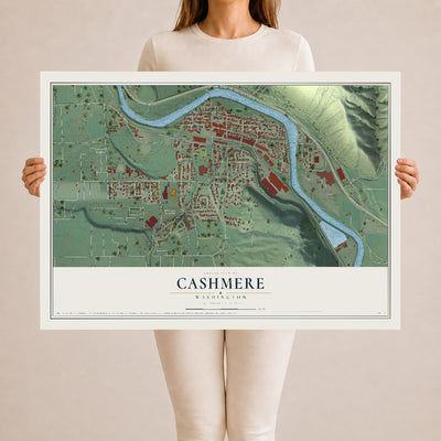 Map of Cashmere, Washington, 24 x 36 inch unframed archival matte print