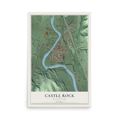Map of Castle Rock, Washington, 12 x 18 inch unframed archival matte print