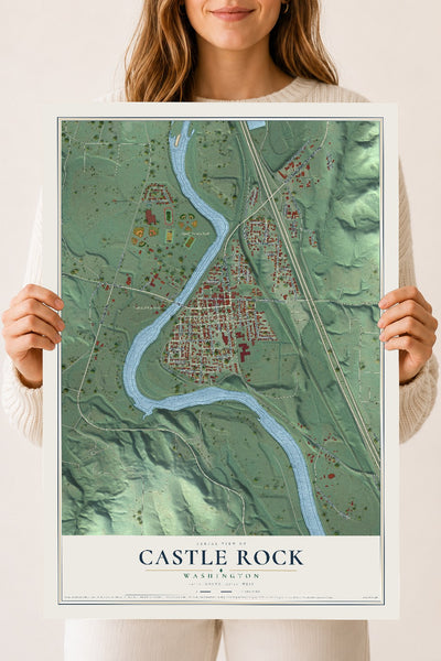 Map of Castle Rock, Washington, 18 x 24 inch unframed archival matte print