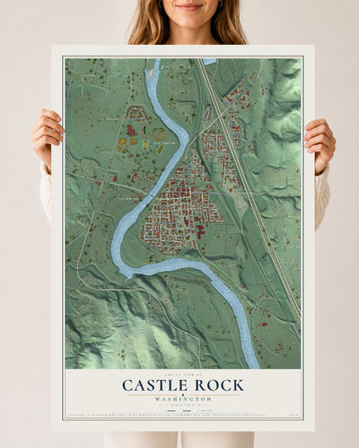 Map of Castle Rock, Washington, 24 x 36 inch unframed archival matte print