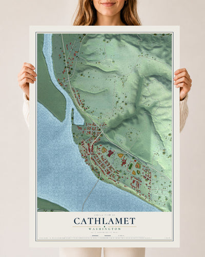 Map of Cathlamet, Washington, 24 x 36 inch unframed archival matte print