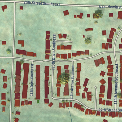 Close-up of the map of Cavalero, Washington print showing street and building detail