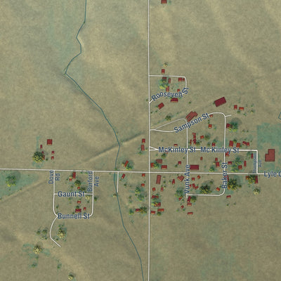 Close-up of the map of Centerville, Washington print showing street and building detail