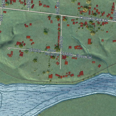 Close-up of the map of Central Park, Washington print showing street and building detail