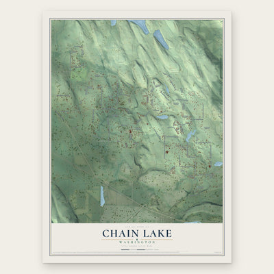Chain Lake, Washington map print, the full design