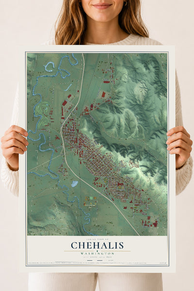 Map of Chehalis, Washington, 18 x 24 inch unframed archival matte print
