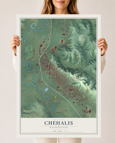 Map of Chehalis, Washington, 24 x 36 inch unframed archival matte print