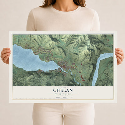 Map of Chelan, Washington, 12 x 18 inch unframed archival matte print