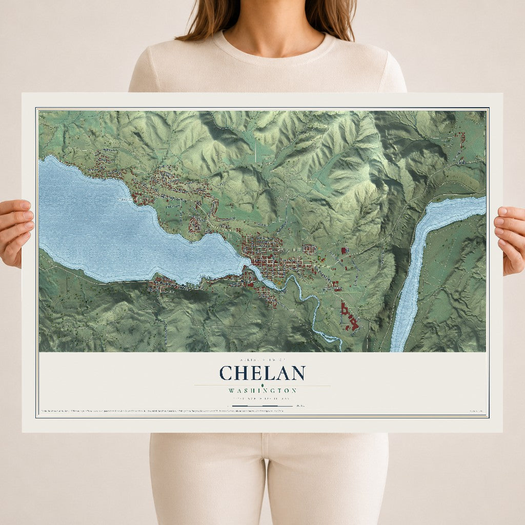 Map of Chelan, Washington, 18 x 24 inch unframed archival matte print